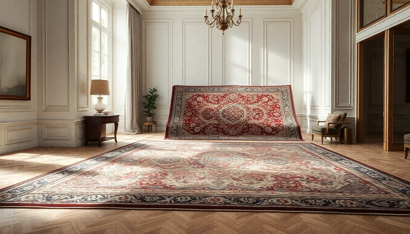 Luxury carpet display in elegant interior setting
